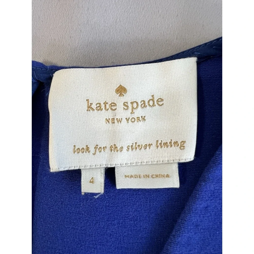 Kate Spade A-Line Mini Dress  Size 4 Royal‎ Blue V-Neck Women's
